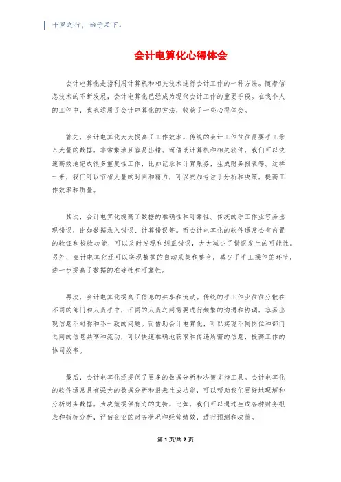 会计电算化心得体会