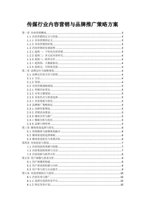 传媒行业内容营销与品牌推广策略方案
