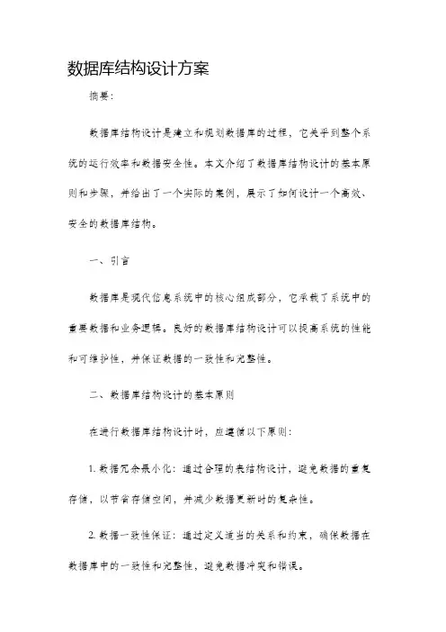 数据库结构设计方案