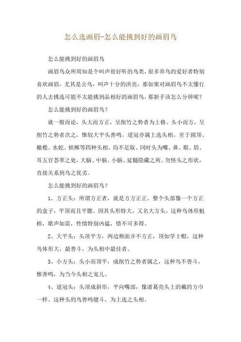 怎么选画眉-怎么能挑到好的画眉鸟