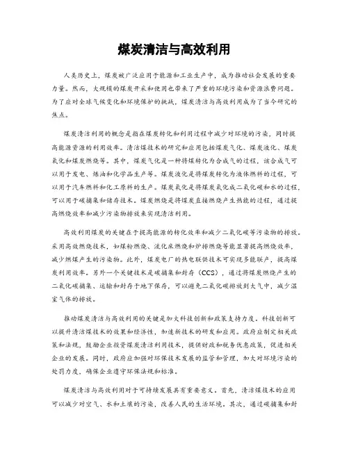 煤炭清洁与高效利用