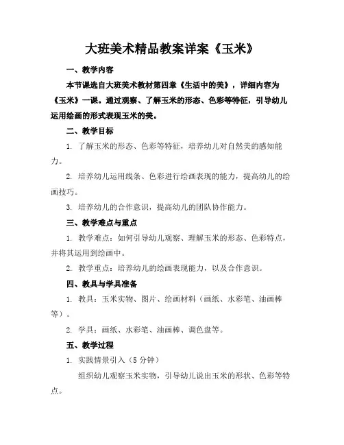 大班美术精品教案详案《玉米》