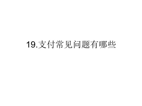 19.支付常见问题有哪些