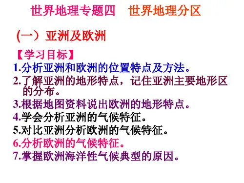 区域地理复习 分区地理(亚洲,欧洲)