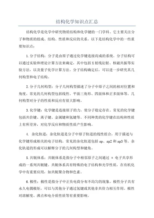结构化学知识点汇总
