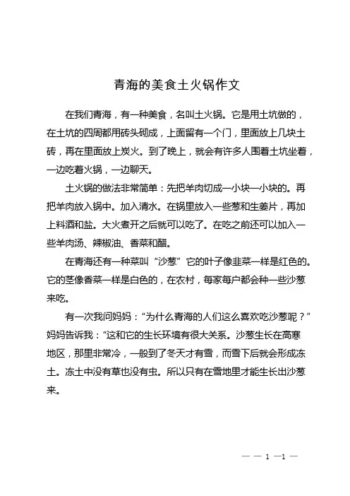 青海的美食土火锅作文