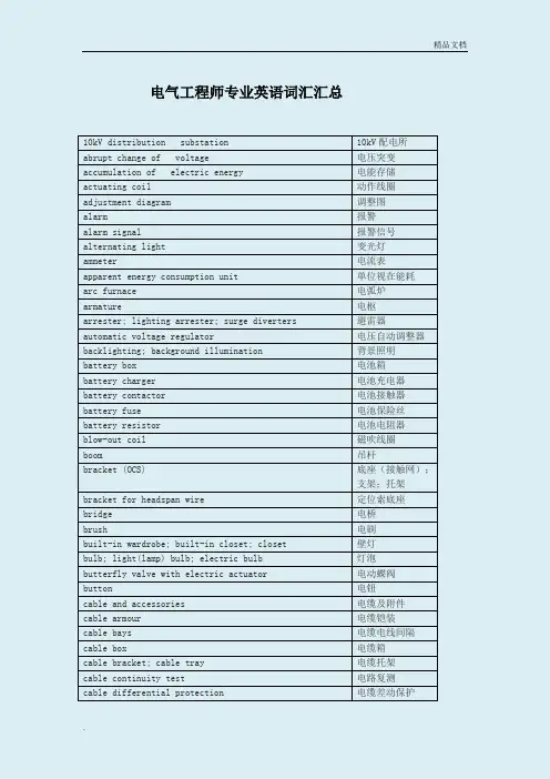 电气工程专业英语词汇汇总(综合版)