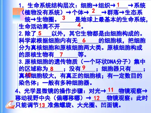 高中生物必修1知识默写过关