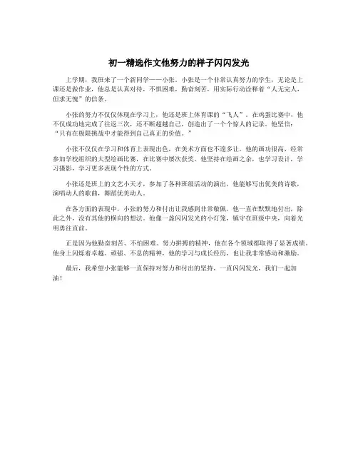 初一精选作文他努力的样子闪闪发光