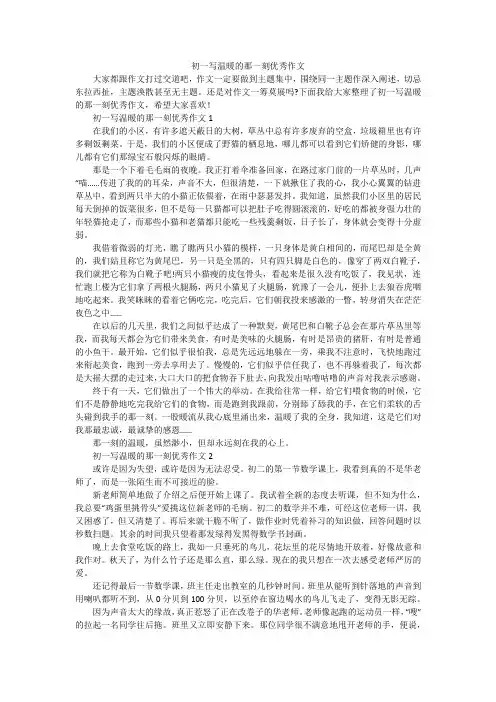 初一写温暖的那一刻优秀作文