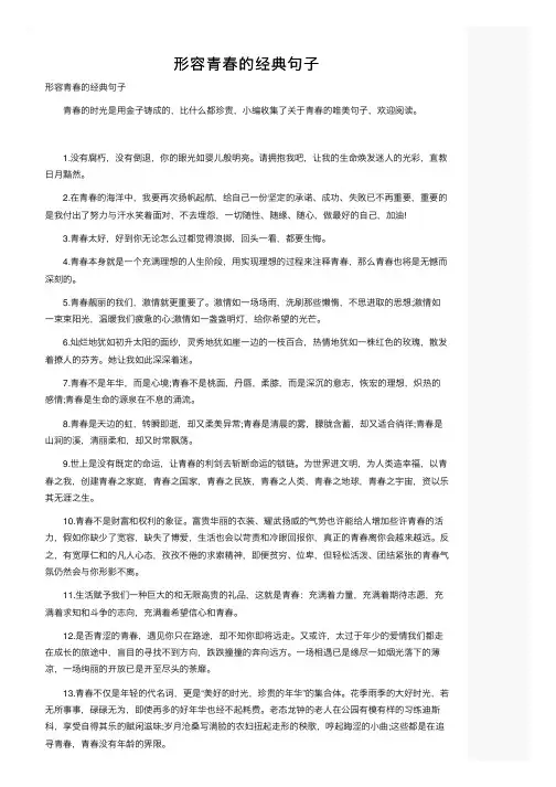 形容青春的经典句子