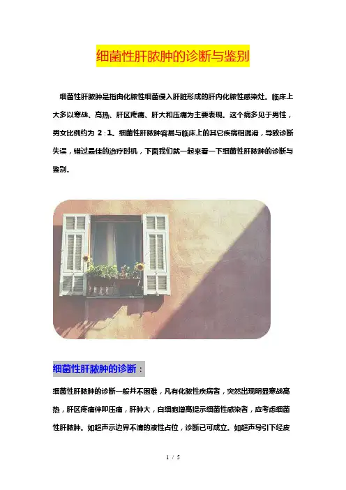 细菌性肝脓肿的诊断与鉴别参考模板