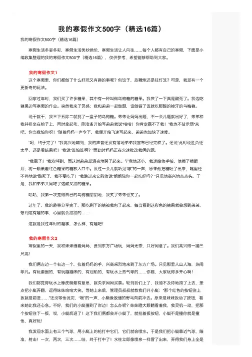 我的寒假作文500字（精选16篇）
