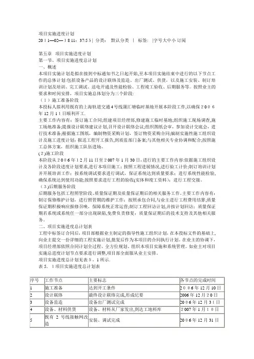 项目实施进度计划【范本模板】