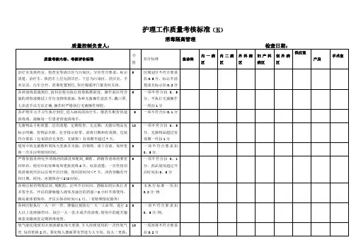 消毒隔离质量考核标准