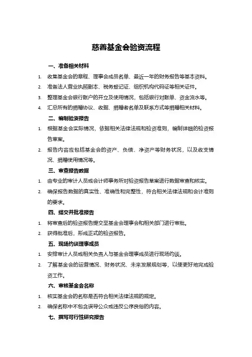 慈善基金会验资流程