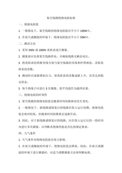 架空线路绝缘电阻标准