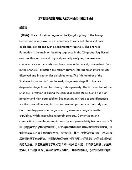 济阳坳陷青东凹陷沙河街组储层特征