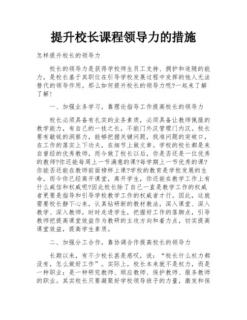 提升校长课程领导力的措施