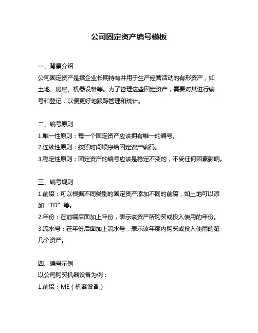 公司固定资产编号模板