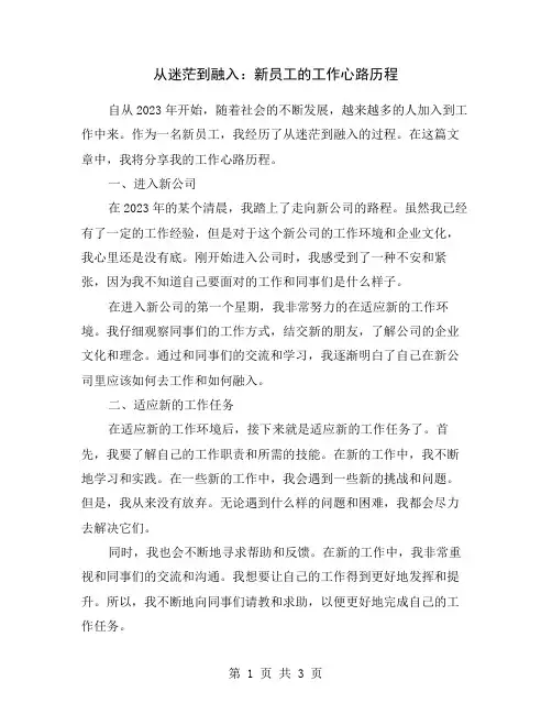 从迷茫到融入：新员工的工作心路历程