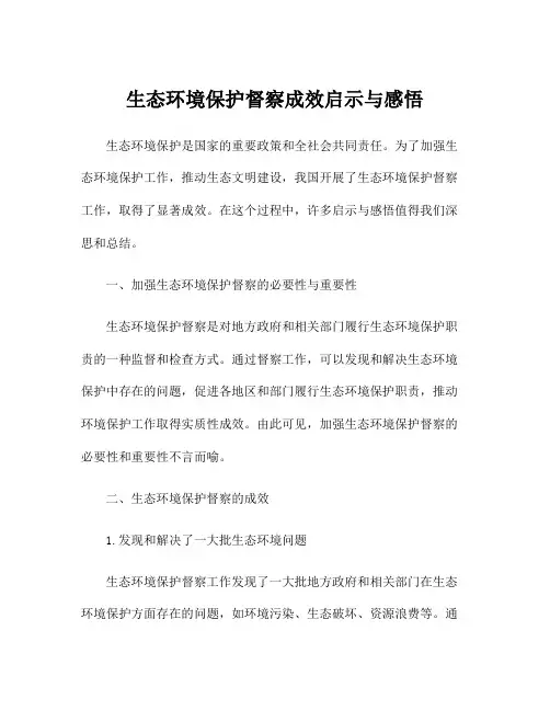 生态环境保护督察成效启示与感悟
