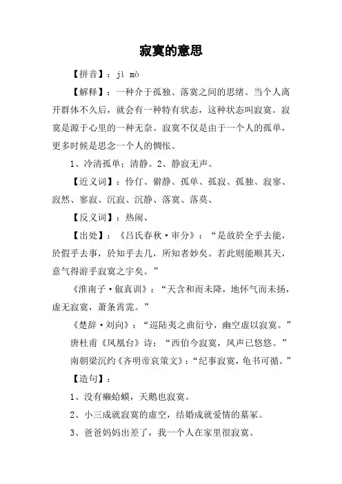 寂寞的意思