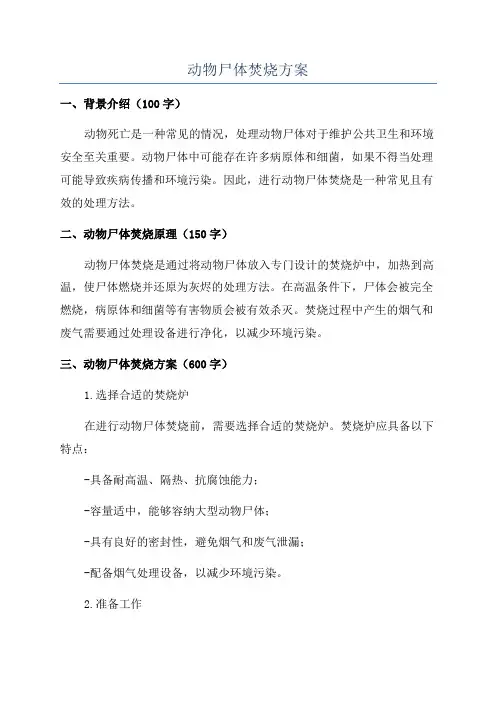 动物尸体焚烧方案