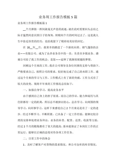 业务周工作报告模板5篇