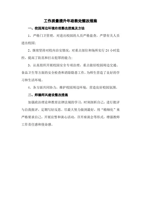 工作提升年政教处整改措施