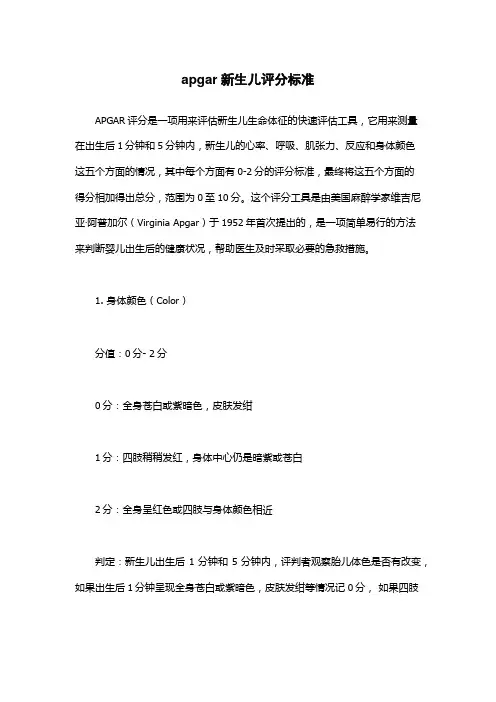 apgar新生儿评分标准