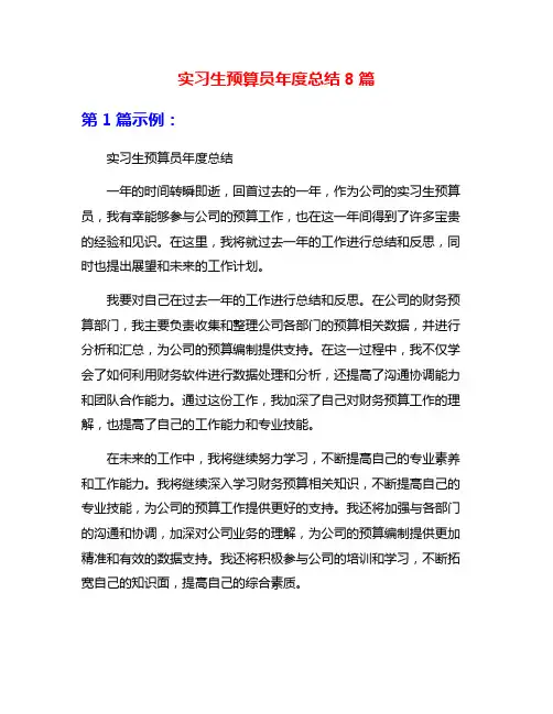 实习生预算员年度总结8篇