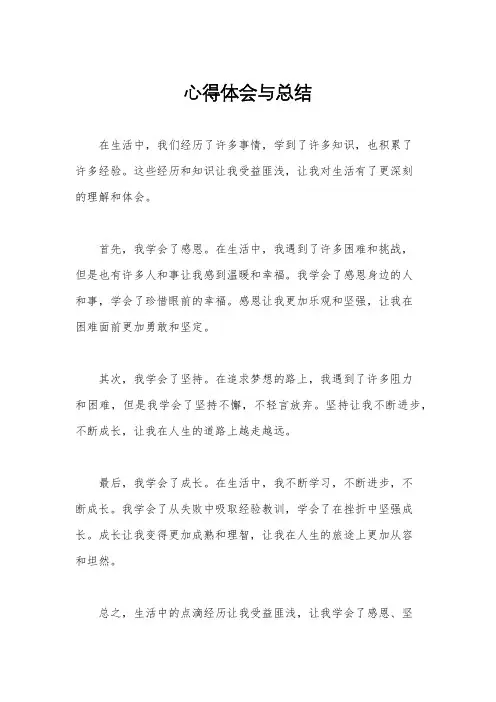 心得体会与总结