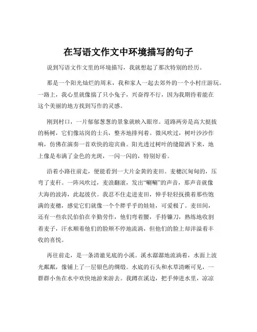 在写语文作文中环境描写的句子