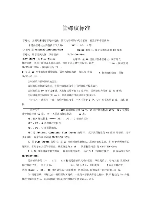 管螺纹标准