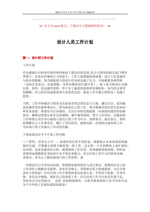 2018年设计人员工作计划-范文word版 (5页)