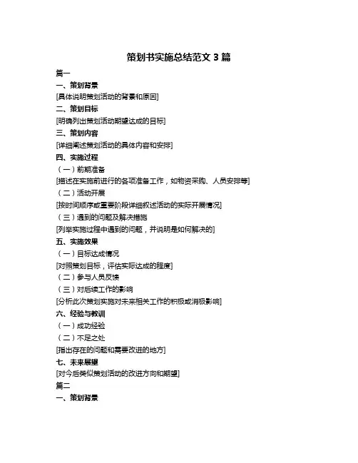 策划书实施总结范文3篇