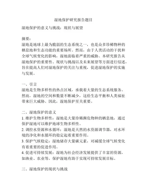 湿地保护研究报告题目