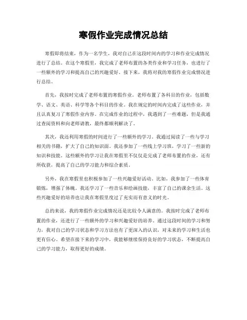 寒假作业完成情况总结