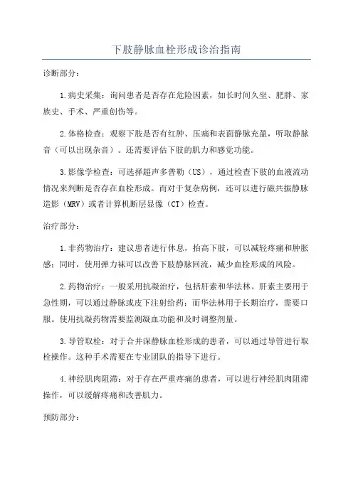 下肢静脉血栓形成诊治指南
