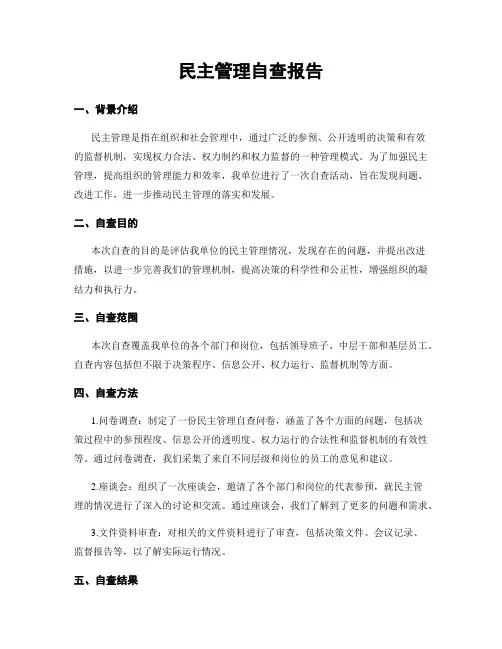 民主管理自查报告