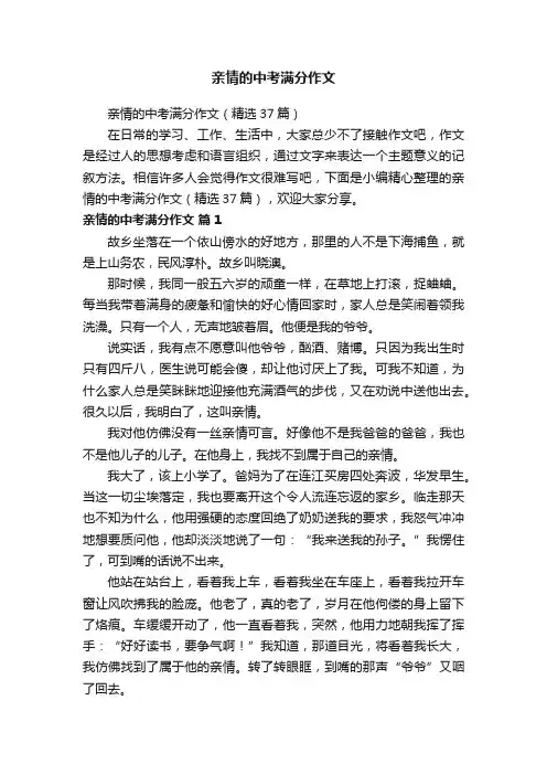亲情的中考满分作文