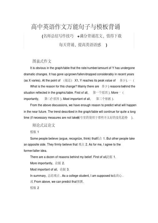 2019年高考英语作文高级万能模板(绝对用得上)