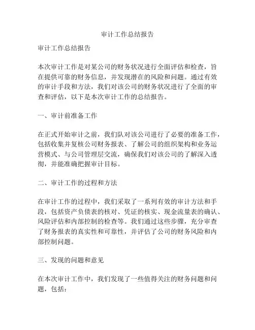 审计工作总结报告