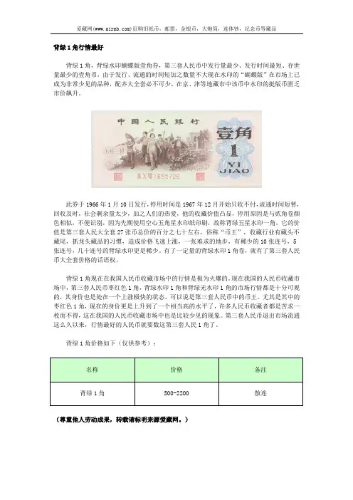 背绿1角行情最好