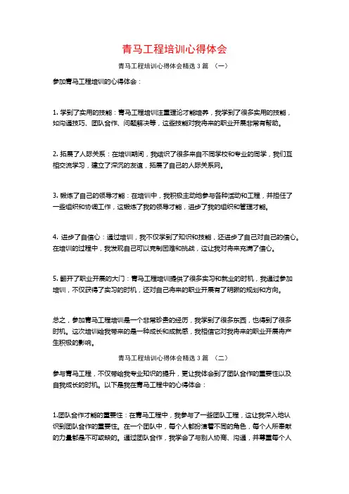 青马工程培训心得体会3篇