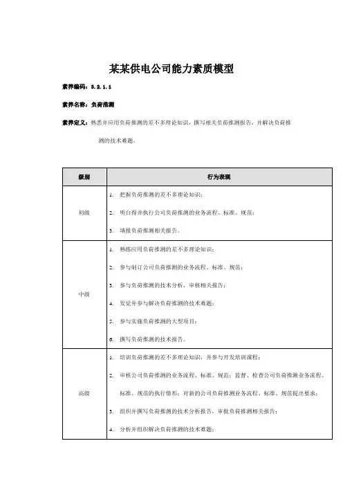 某某供电公司能力素质模型