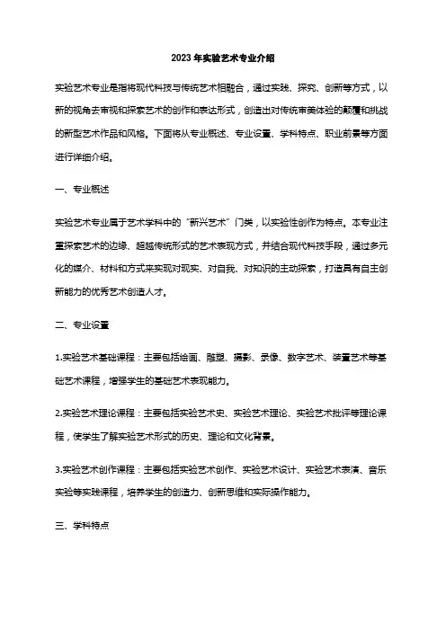 2023年实验艺术专业介绍