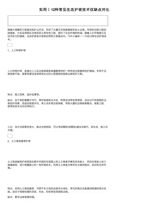 实用丨12种常见生态护坡技术优缺点对比