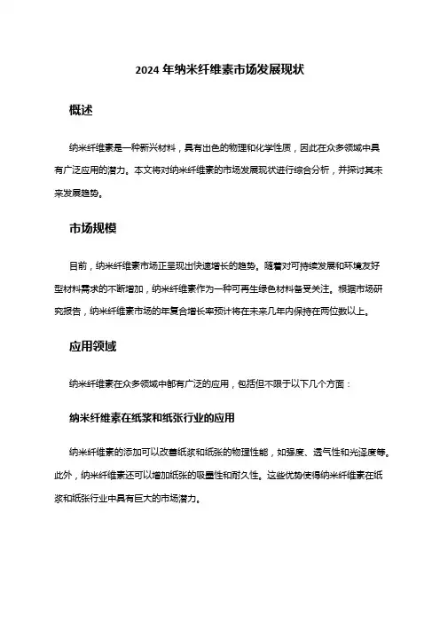 2024年纳米纤维素市场发展现状